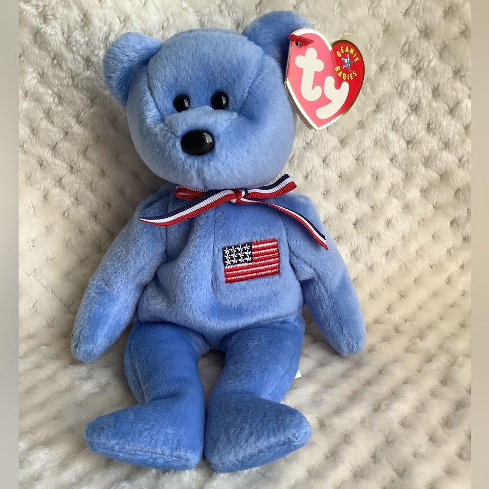 Ty Beanie Baby America Blue Bear 9/11 Memorial Commemorative 8in Plush 🇺🇸